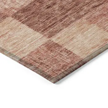 8' Terra Cotta And Pink Round Geometric Washable Indoor Outdoor Area Rug