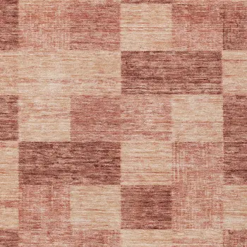 8' X 10' Terra Cotta And Pink Geometric Washable Indoor Outdoor Area Rug