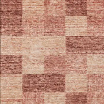 9' X 12' Terra Cotta And Pink Geometric Washable Indoor Outdoor Area Rug