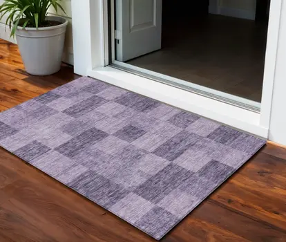3' X 5' Purple And Lavender Geometric Washable Indoor Outdoor Area Rug