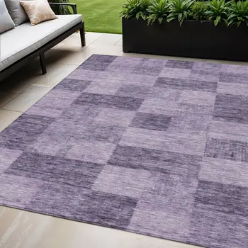 5' X 8' Purple And Lavender Geometric Washable Indoor Outdoor Area Rug