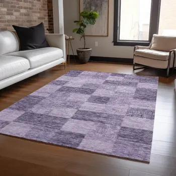 10' X 14' Purple And Lavender Geometric Washable Indoor Outdoor Area Rug