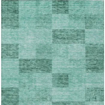 3' X 5' Blue And Aqua Geometric Washable Indoor Outdoor Area Rug