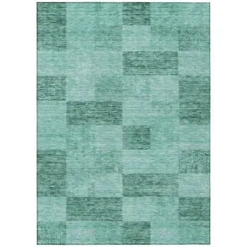 8' X 10' Blue And Aqua Geometric Washable Indoor Outdoor Area Rug