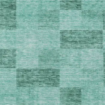 9' X 12' Blue And Aqua Geometric Washable Indoor Outdoor Area Rug