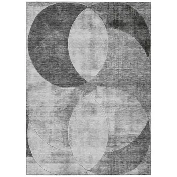 3' X 5' Gray And Charcoal Geometric Washable Indoor Outdoor Area Rug