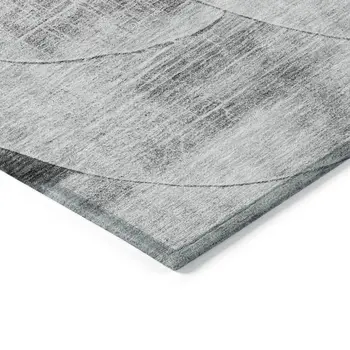3' X 5' Gray And Charcoal Geometric Washable Indoor Outdoor Area Rug