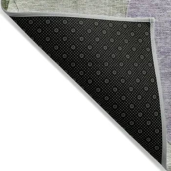 5' X 8' Lavender Purple And Green Geometric Washable Indoor Outdoor Area Rug