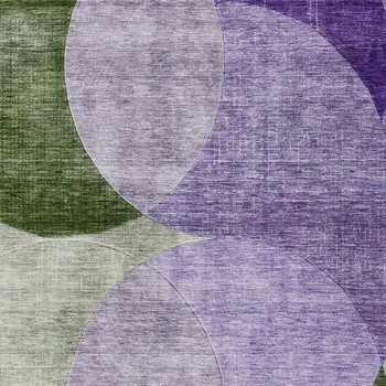10' X 14' Lavender Purple And Green Geometric Washable Indoor Outdoor Area Rug