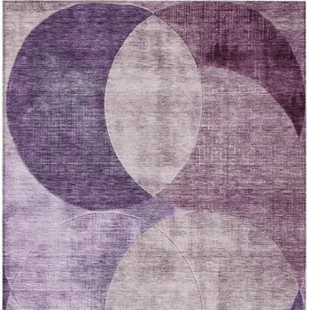 5' X 8' Purple And Lavender Geometric Washable Indoor Outdoor Area Rug