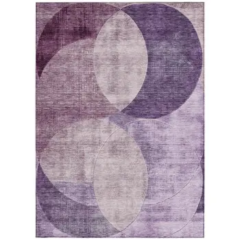 10' X 14' Purple And Lavender Geometric Washable Indoor Outdoor Area Rug