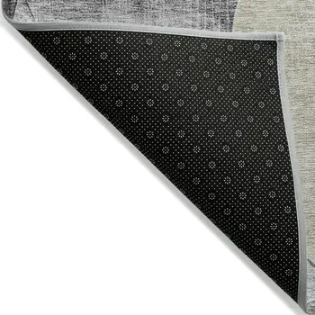 9' X 12' Pewter Brown And Charcoal Geometric Washable Indoor Outdoor Area Rug