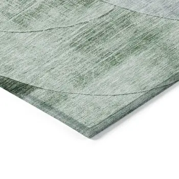 10' X 14' Mint Green And Fern Green Geometric Washable Indoor Outdoor Area Rug