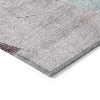 3' X 5' Teal Blue Brown And Beige Geometric Washable Indoor Outdoor Area Rug
