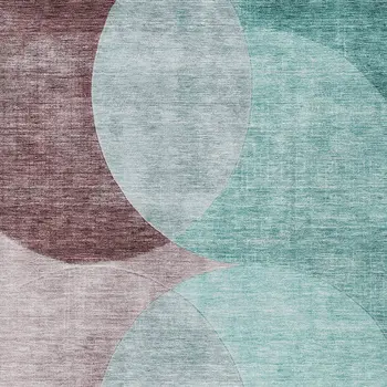 10' X 14' Teal Blue Brown And Beige Geometric Washable Indoor Outdoor Area Rug