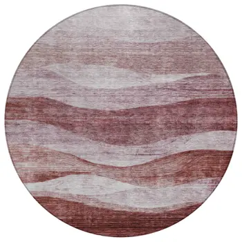 8' Blush And Brown Round Abstract Washable Indoor Outdoor Area Rug