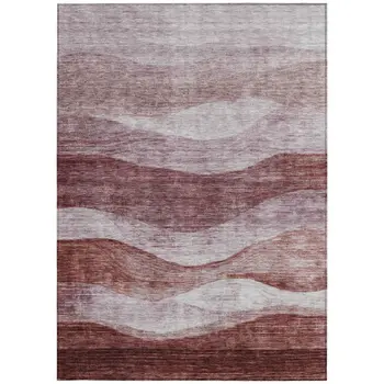 8' X 10' Blush And Brown Abstract Washable Indoor Outdoor Area Rug