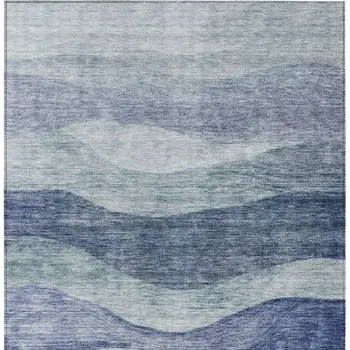 8' X 10' Light Blue And Dark Blue Abstract Washable Indoor Outdoor Area Rug