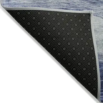 9' X 12' Light Blue And Dark Blue Abstract Washable Indoor Outdoor Area Rug