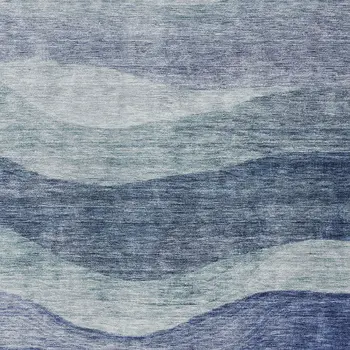 10' X 14' Light Blue And Dark Blue Abstract Washable Indoor Outdoor Area Rug