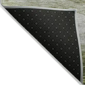 3' X 5' Green And Beige Abstract Washable Indoor Outdoor Area Rug