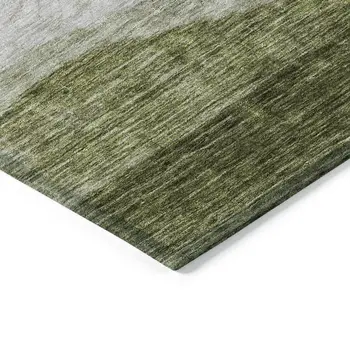 3' X 5' Green And Beige Abstract Washable Indoor Outdoor Area Rug