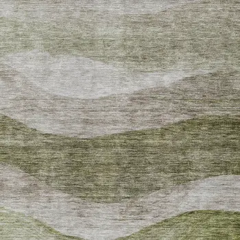 5' X 8' Green And Beige Abstract Washable Indoor Outdoor Area Rug