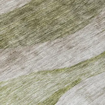 8' Green And Beige Round Abstract Washable Indoor Outdoor Area Rug