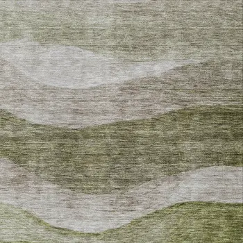 8' X 10' Green And Beige Abstract Washable Indoor Outdoor Area Rug