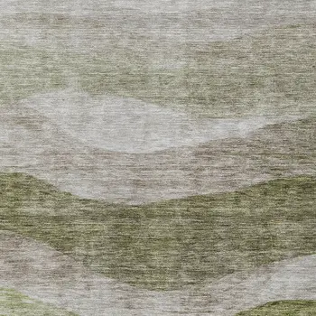 10' X 14' Green And Beige Abstract Washable Indoor Outdoor Area Rug