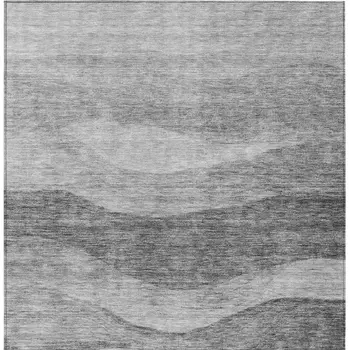 8' X 10' Gray And Charcoal Abstract Washable Indoor Outdoor Area Rug