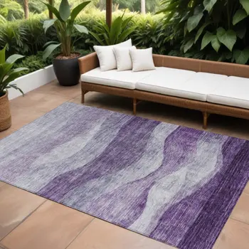 10' X 14' Lavender And Purple Abstract Washable Indoor Outdoor Area Rug