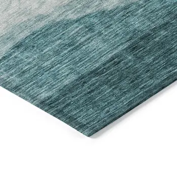8' Teal Blue And Aqua Round Abstract Washable Indoor Outdoor Area Rug