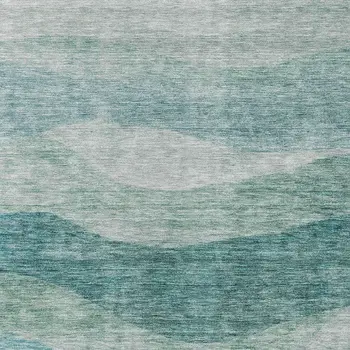 8' X 10' Teal Blue And Aqua Abstract Washable Indoor Outdoor Area Rug