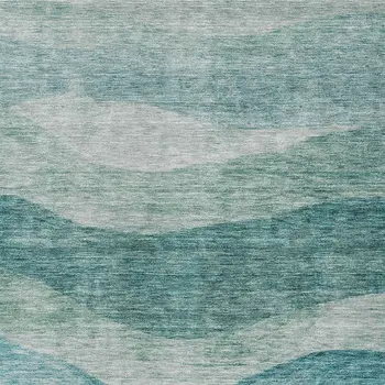 10' X 14' Teal Blue And Aqua Abstract Washable Indoor Outdoor Area Rug