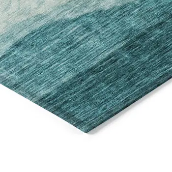 5' X 8' Teal Blue And Aqua Abstract Washable Indoor Outdoor Area Rug