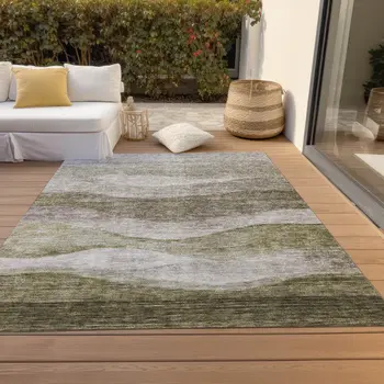 3' X 5' Taupe And Beige Abstract Washable Indoor Outdoor Area Rug