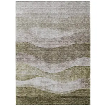 8' X 10' Taupe And Beige Abstract Washable Indoor Outdoor Area Rug