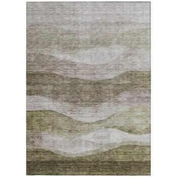 10' X 14' Taupe And Beige Abstract Washable Indoor Outdoor Area Rug