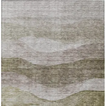 10' X 14' Taupe And Beige Abstract Washable Indoor Outdoor Area Rug