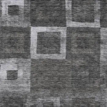 3' X 5' Black And Gray Geometric Washable Indoor Outdoor Area Rug