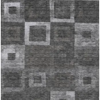 5' X 8' Black And Gray Geometric Washable Indoor Outdoor Area Rug