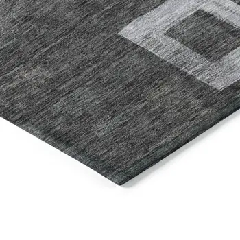 8' X 10' Black And Gray Geometric Washable Indoor Outdoor Area Rug