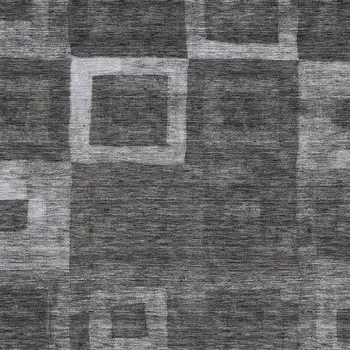 8' X 10' Black And Gray Geometric Washable Indoor Outdoor Area Rug