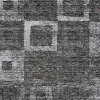 10' X 14' Black And Gray Geometric Washable Indoor Outdoor Area Rug