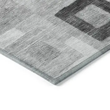 5' X 8' Gray And Charcoal Geometric Washable Indoor Outdoor Area Rug