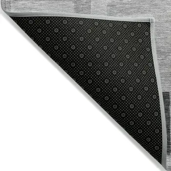 8' Gray And Charcoal Round Geometric Washable Indoor Outdoor Area Rug