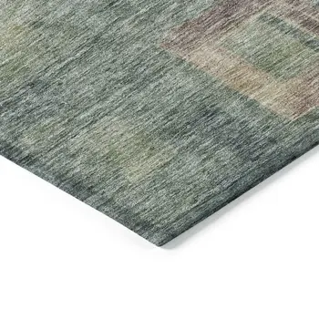 8' Sage And Gray Round Geometric Washable Indoor Outdoor Area Rug
