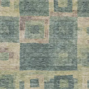 10' X 14' Sage And Gray Geometric Washable Indoor Outdoor Area Rug