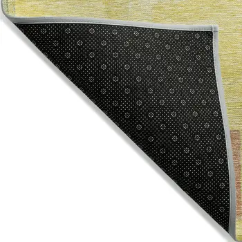 9' X 12' Yellow Blue And Terra Cotta Geometric Washable Indoor Outdoor Area Rug